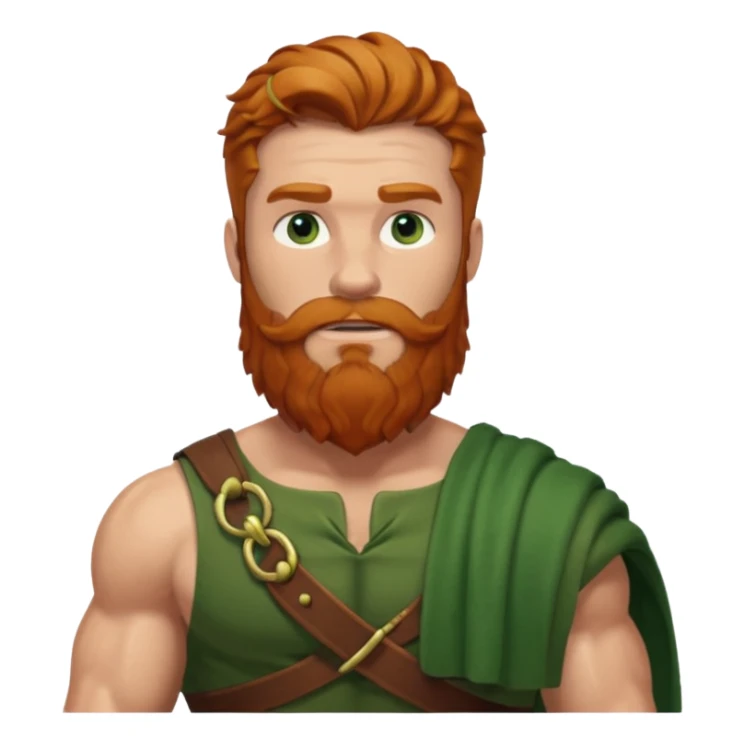 Hercules, Hero God from Rome Mythology with long ginger hair and beard, green and brown outfit sticker
