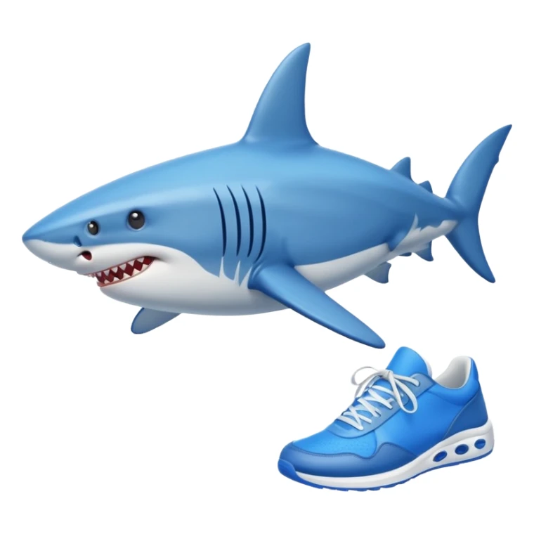 Un tiburón con tenis azules sticker