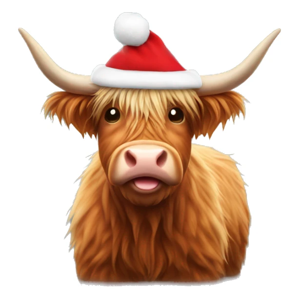 Highland cow with santa hat sticker