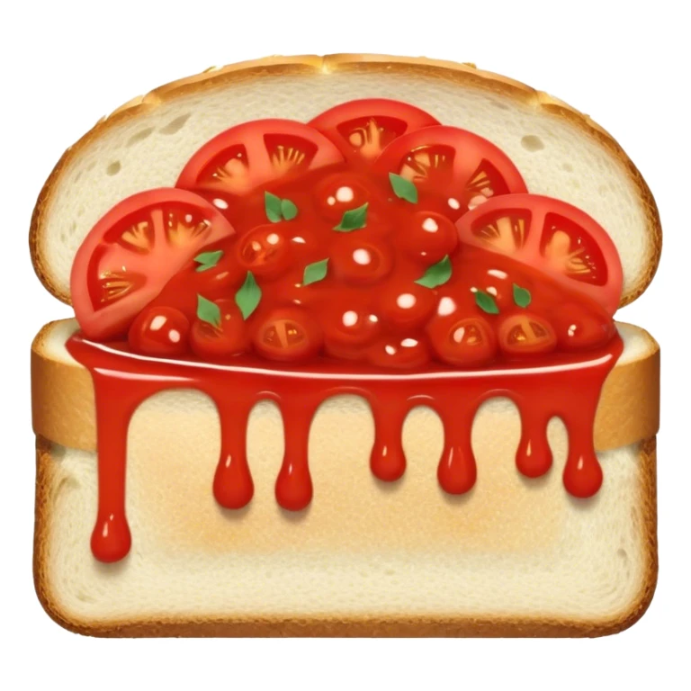 slice of bread with with a squeeze of tomatoe sauce on top sticker