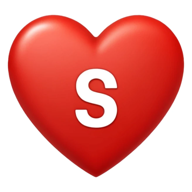 Love heart in red color and center s letter only sticker