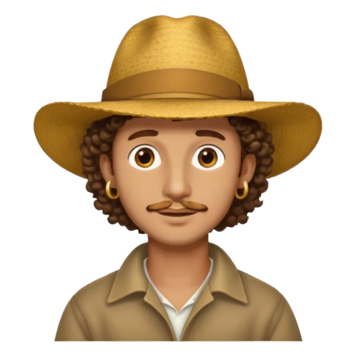 man curly hair and big earrings and and hat wearing sticker