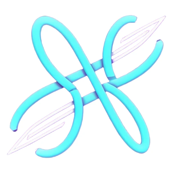 futuristic minimalistic logo icon, glowing letters "SANG" made of three merging neon lines, representing Storm, Atom and NoizeGames, neon purple (#8B5CF6) and cyan (#00E0FF), dark background, no face, tech logo style, 1:1 aspect ratio sticker