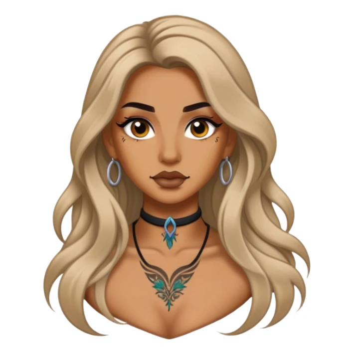 pretty neck tattoo long hair baddie with makeup sticker