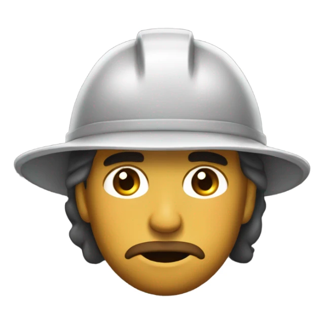 minero con casco con la cara triste sticker