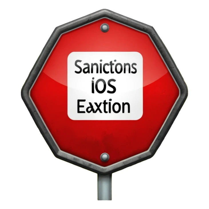 red, road sign, hexagonal, with the inscription sanctions sticker