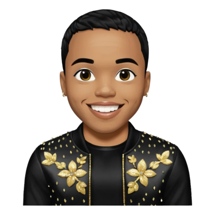Anderson Paak with black hair, black sequin outfit sticker