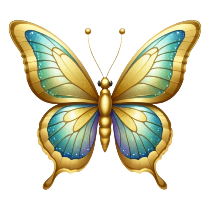 Golden shimmery glitter butterfly emoji sticker