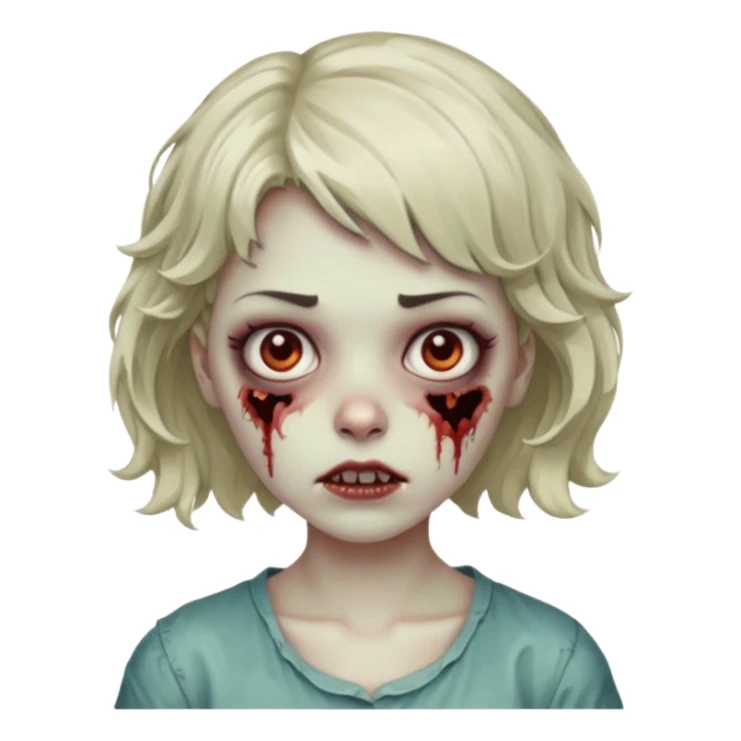Uma menina zombie com um cabelo ondulado curto, com a franja pro lado sticker