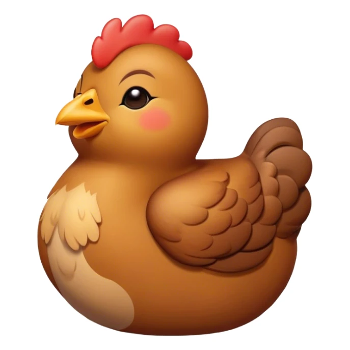 Meme-Worthy Cute Sleeping Brown Chicken Portrait Emoji, Head resting peacefully with a contented smile, showcasing a delightfully compact build and a luxuriously soft brown plumage, eyes shut in a serene, restful nap, Simplified yet hilariously adorable features, highly detailed, glowing with a soft, drowsy light, high shine, relaxed and utterly lovable, stylized with an air of playful laziness, bright and heartwarming, soft glowing outline, capturing the essence of a comically sleepy chicken, so meme-worthy it feels like it could instantly become the next viral sensation of adorable slumber! sticker