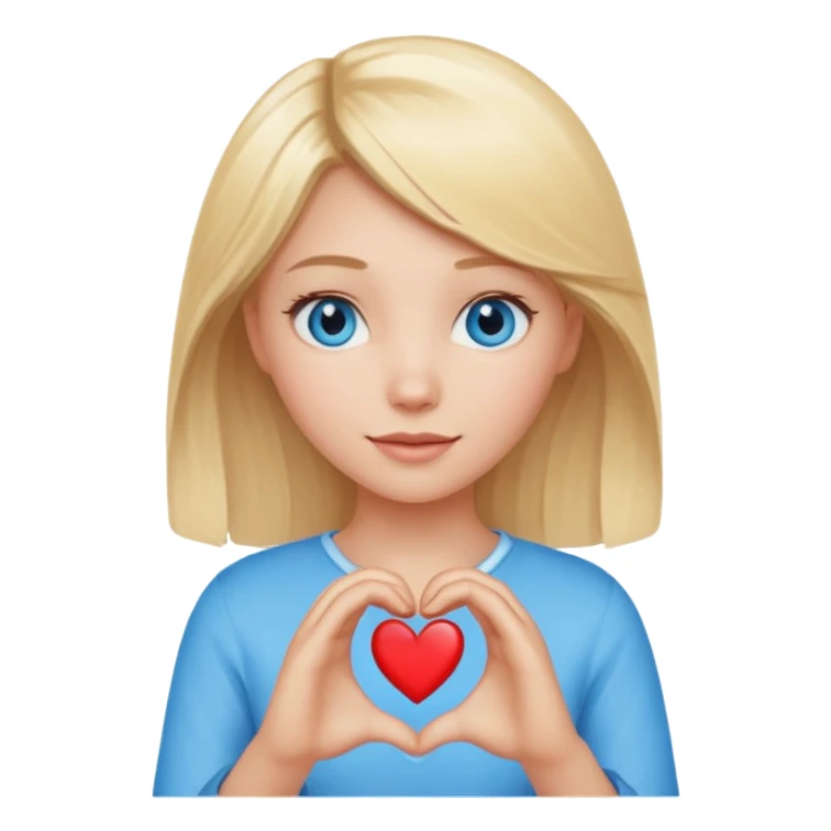 blonde girl blue eyes holding heart hands sticker