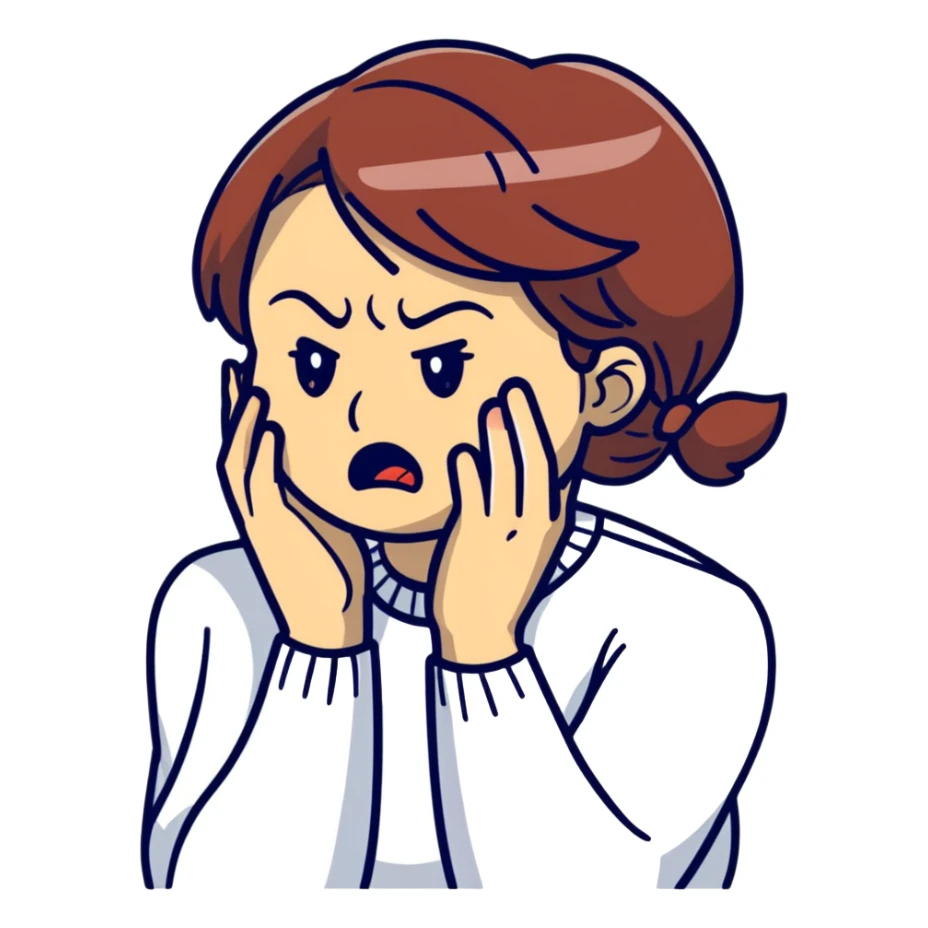 angry and sad crying woman who avoid the communication sticker