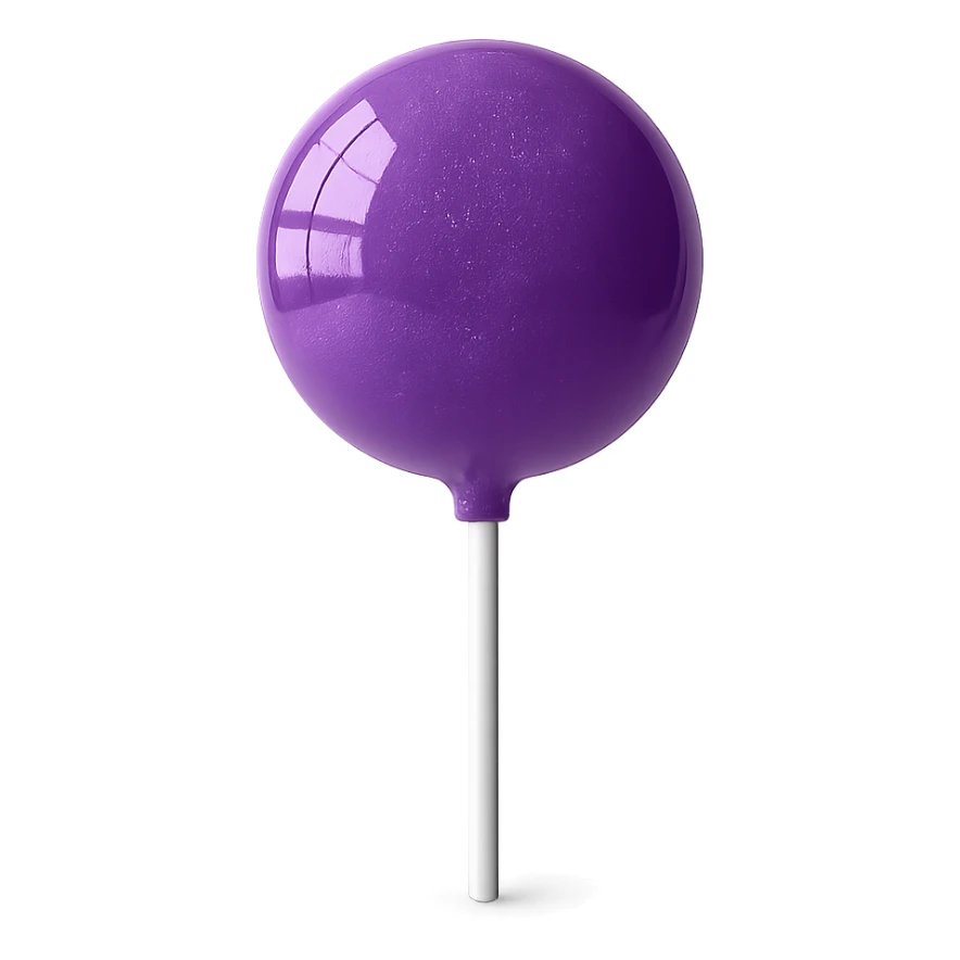 Change the lollipop color to purple in a realistic style, keep the background transparent. sticker