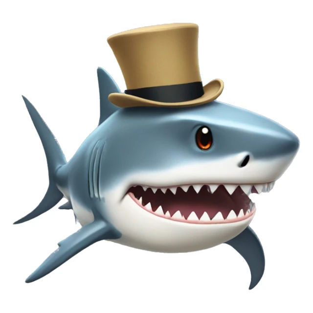 shark with tophat, in the style of Studio Ghibli sticker