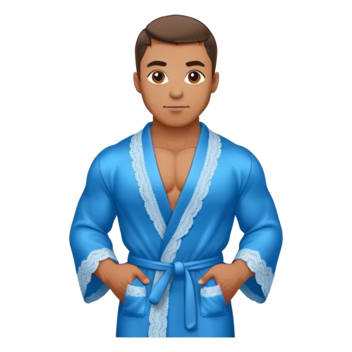 muscular man body silk lace blue robe model sticker