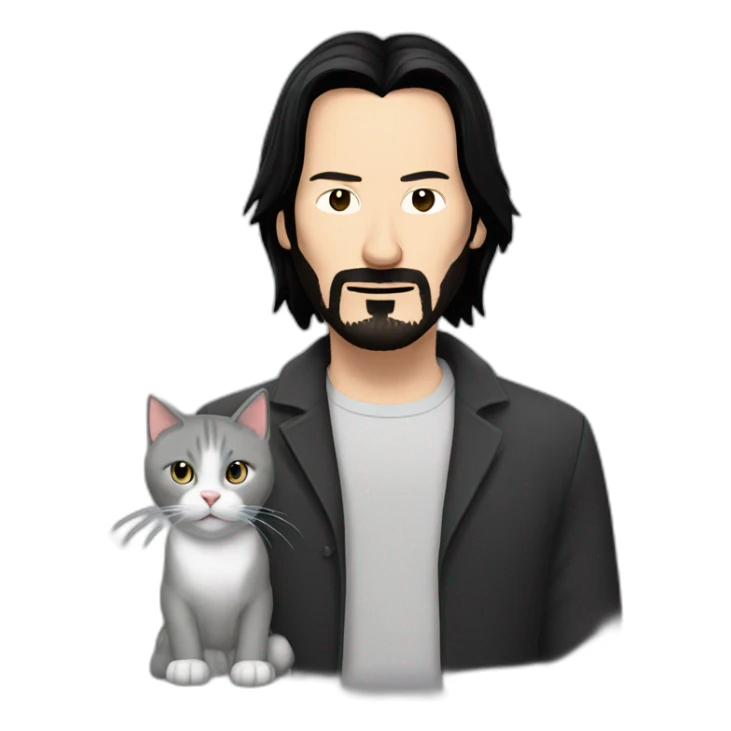 Keanu reeves and White Grey cat sticker