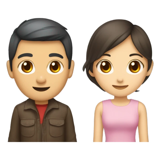 Un chico asiatico y una chica colocha pareja sticker