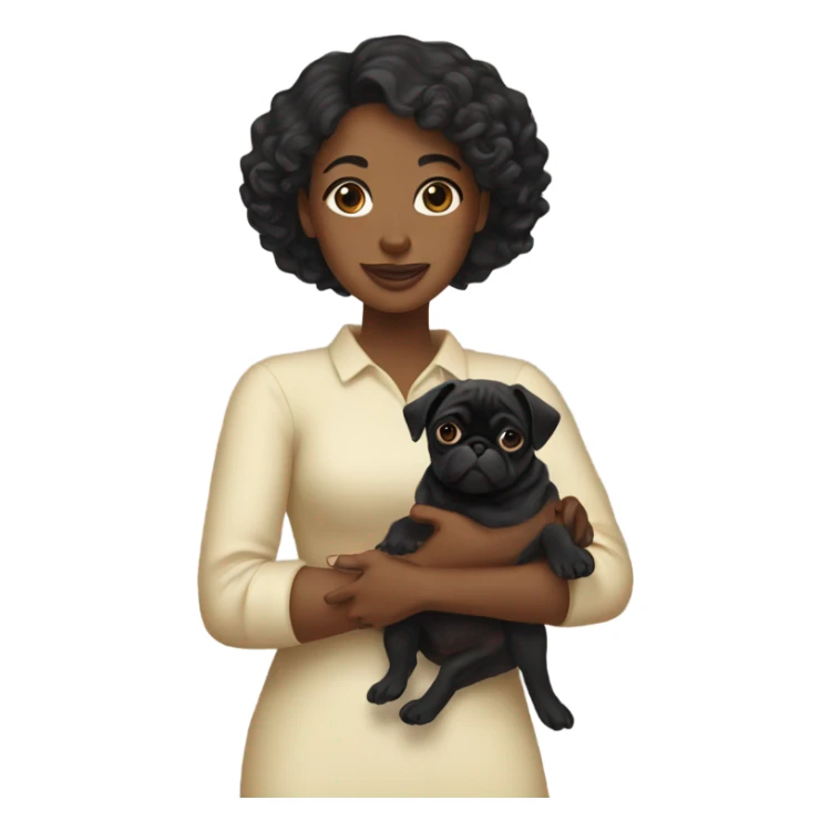 black woman holding a puppy pug sticker