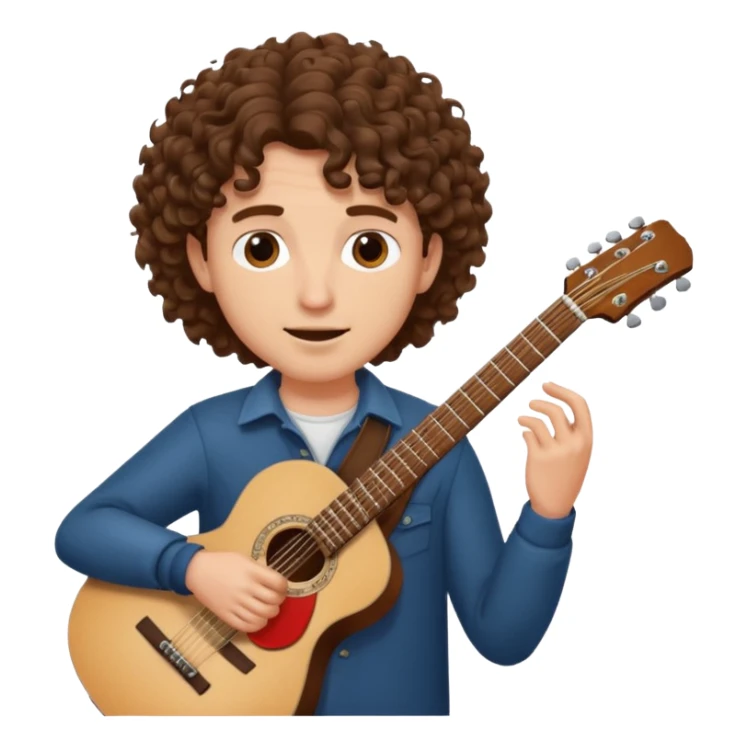 Man with curly hair playing guitar  sticker