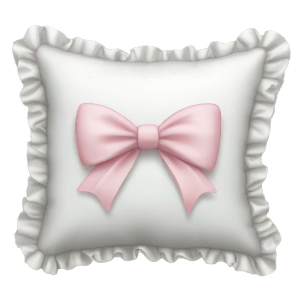 White pillow with ruffles and light pink bow in middle sticker