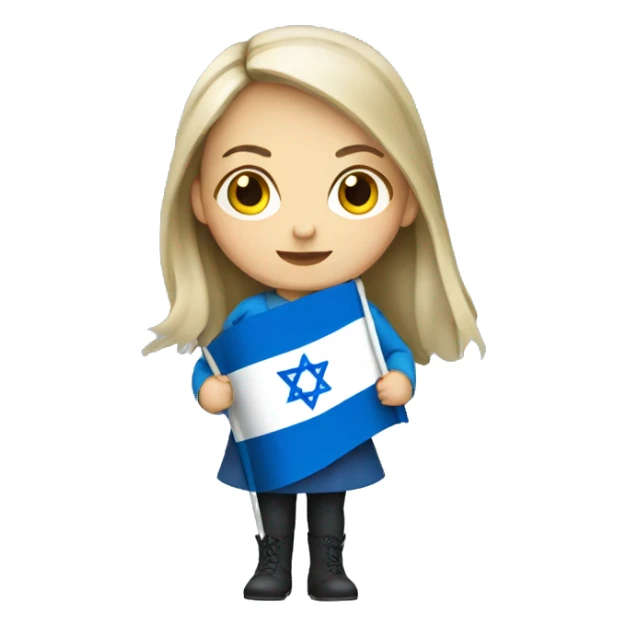 Ukrainian girl holding Israeli flag sticker