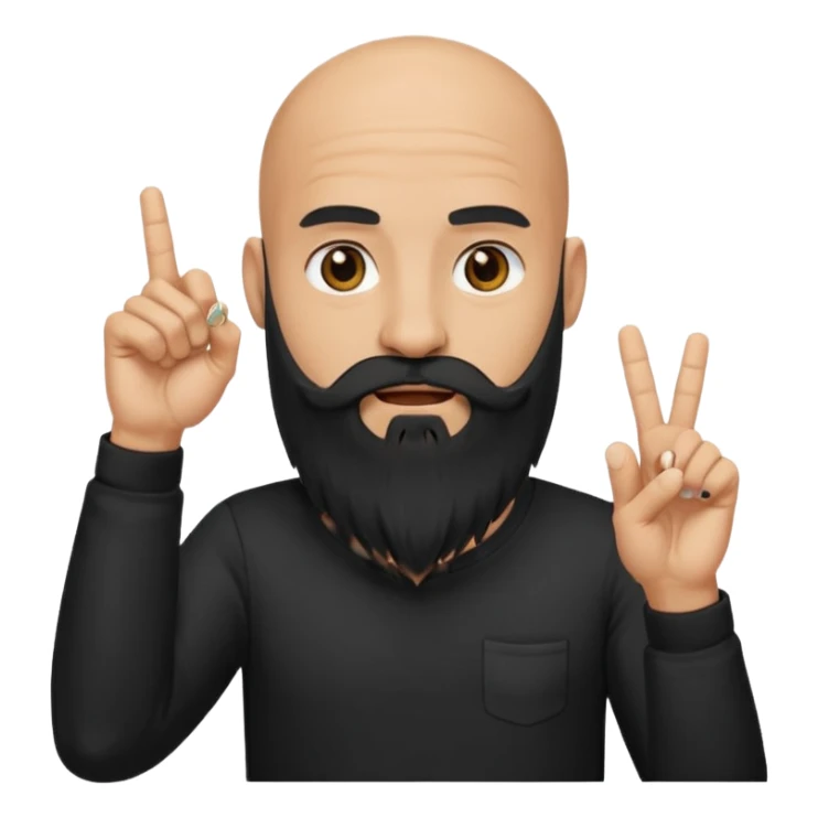 A bald man with a bushy black long beard sticking his middle finger up sticker
