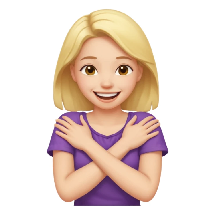 Arms crossed holding neck laughing girl sticker