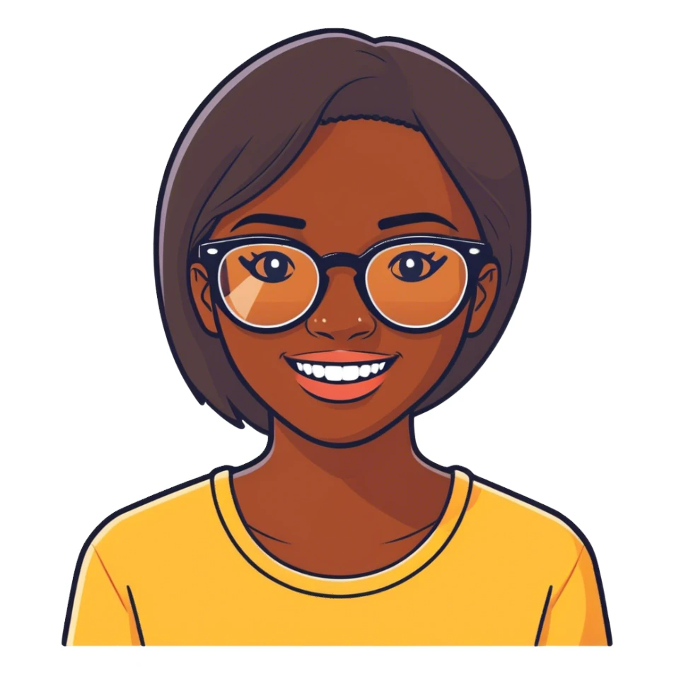 Darskin pretty girl with glasses and a gap sticker