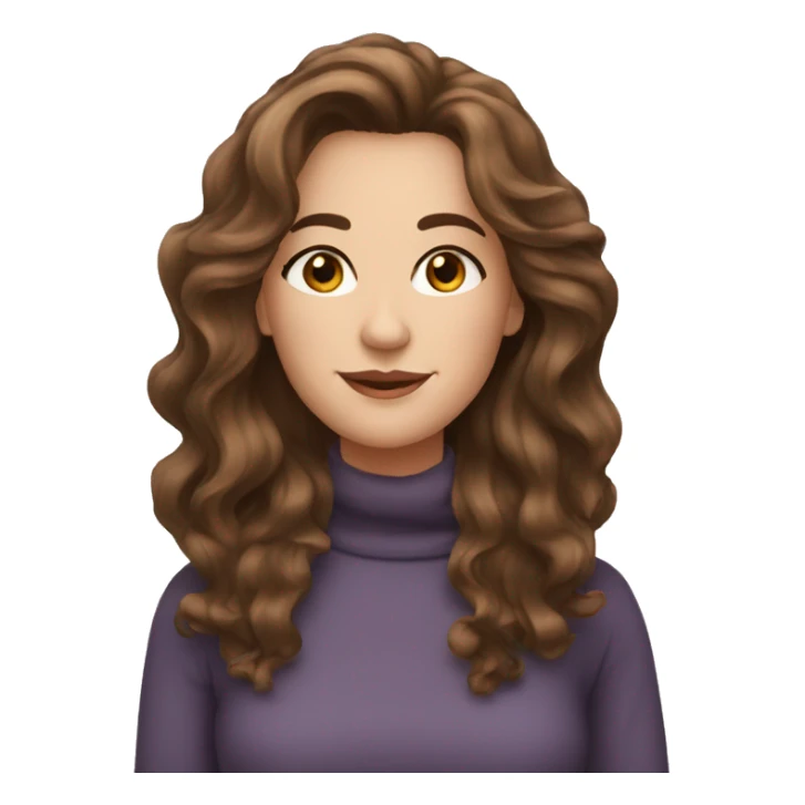 Middle aged women, long brown wavy hair, hazel eyes very pretty sticker