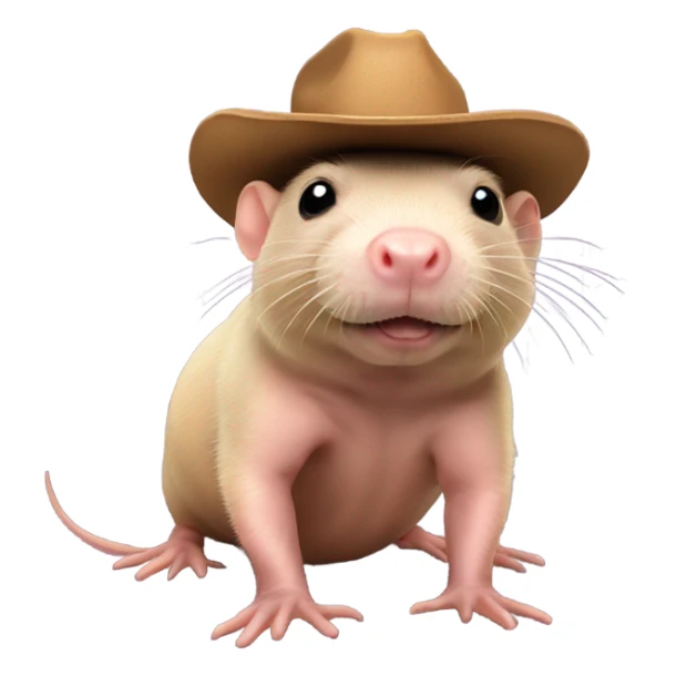 Naked mole rat with cowboy hat sticker