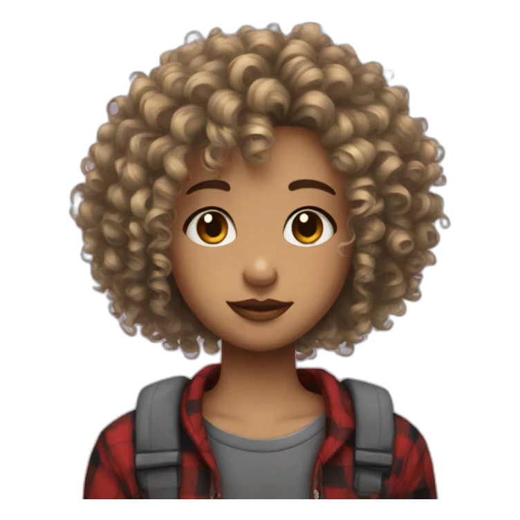 90s emo curly hair girl sticker
