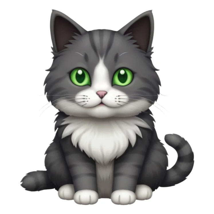 one dark grey and white cat and one completely solid dark grey cat with green eyes and only white paws sticker