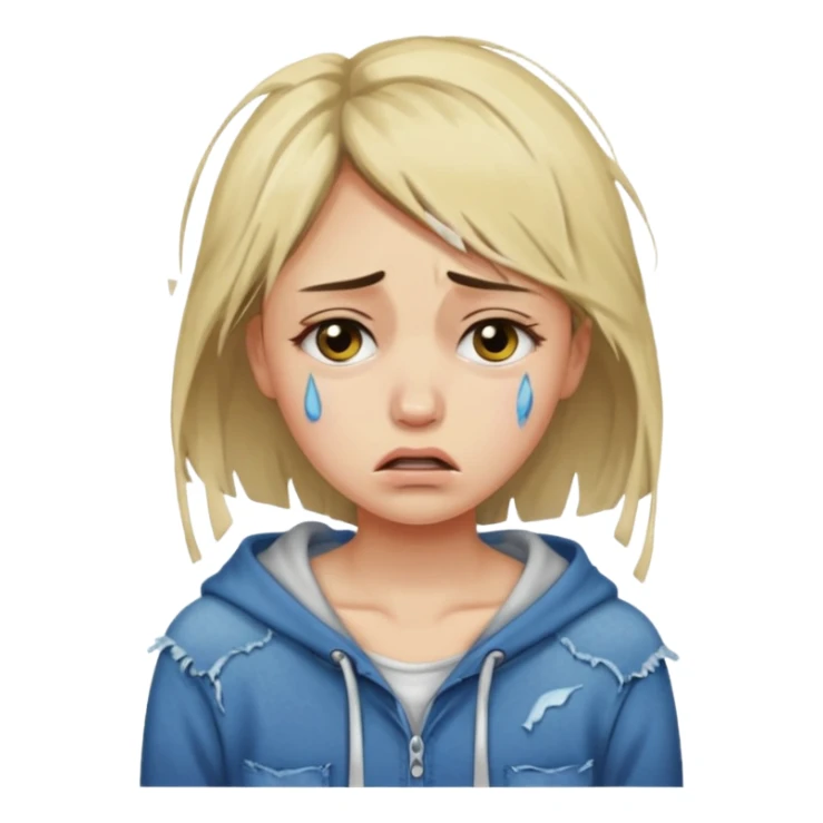 Mulher jovem chorando muito com as roupas rasgadas sticker