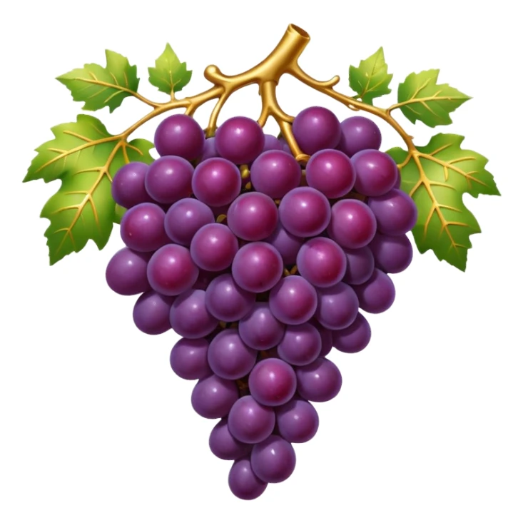 crowned grape cluster with gold accents, deep rich colors, luxury Grand Cru wine symbol, emoji style sticker