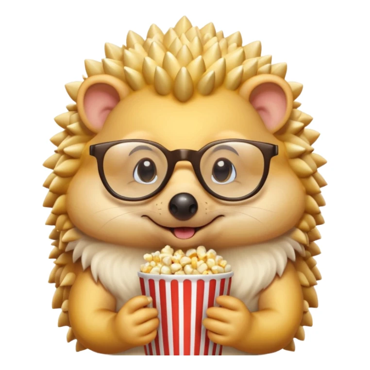 yellow hedgehog with glasses eating pop corn sticker