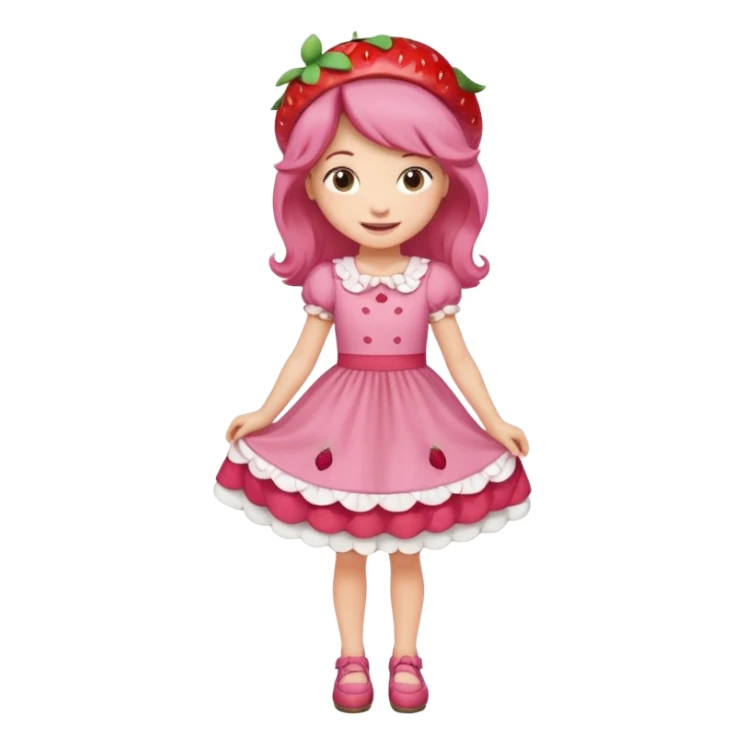 pretty and cute realistic modern day cartoon character strawberry shortcake full body sticker