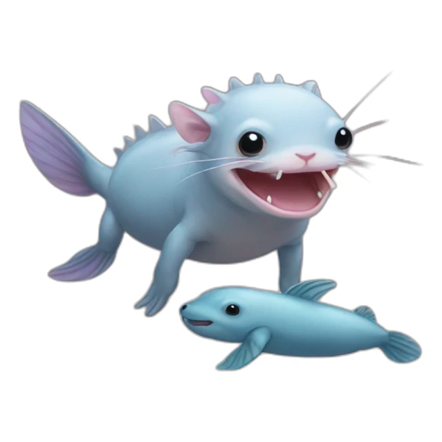 A axolotl with a sea lion sticker