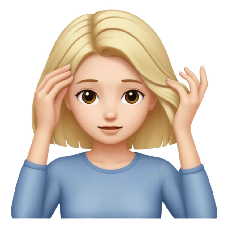 girl touching her hair herself sticker