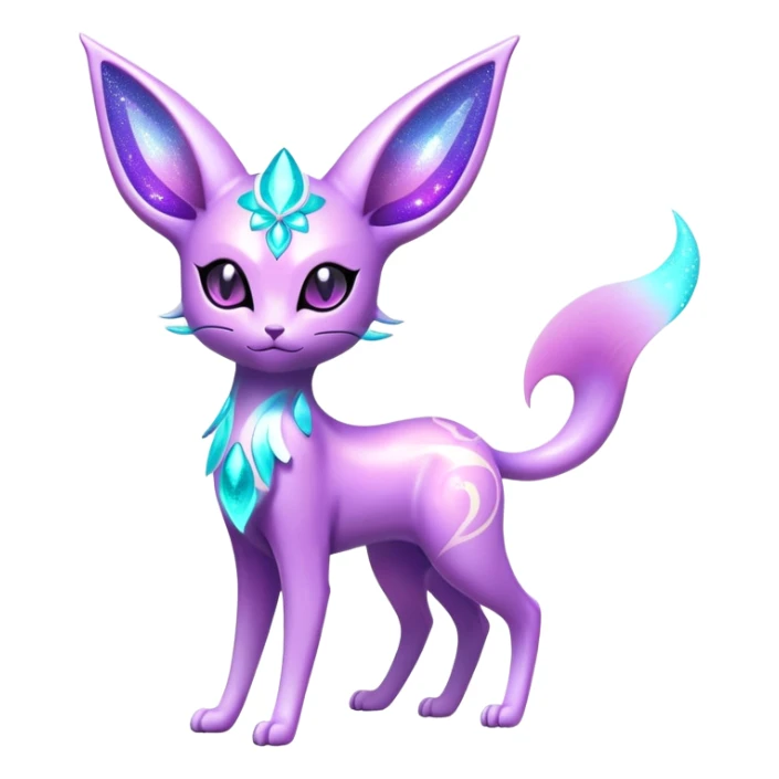 Shiny Exotic Nebulae Tropical Colorful Neon-colored Glittery Ethereal Sparkly Espeon-Amaura-Aurorus-Fakémon-hybrid-creature (full body)  sticker
