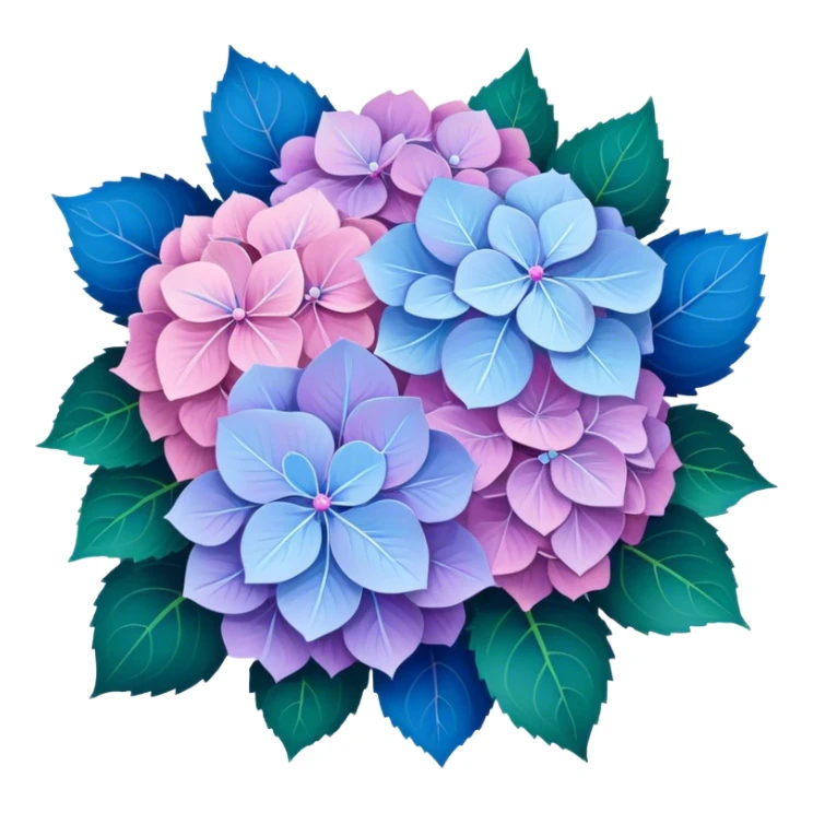Bouquet of blue, pink and lilac hydrangeas sticker