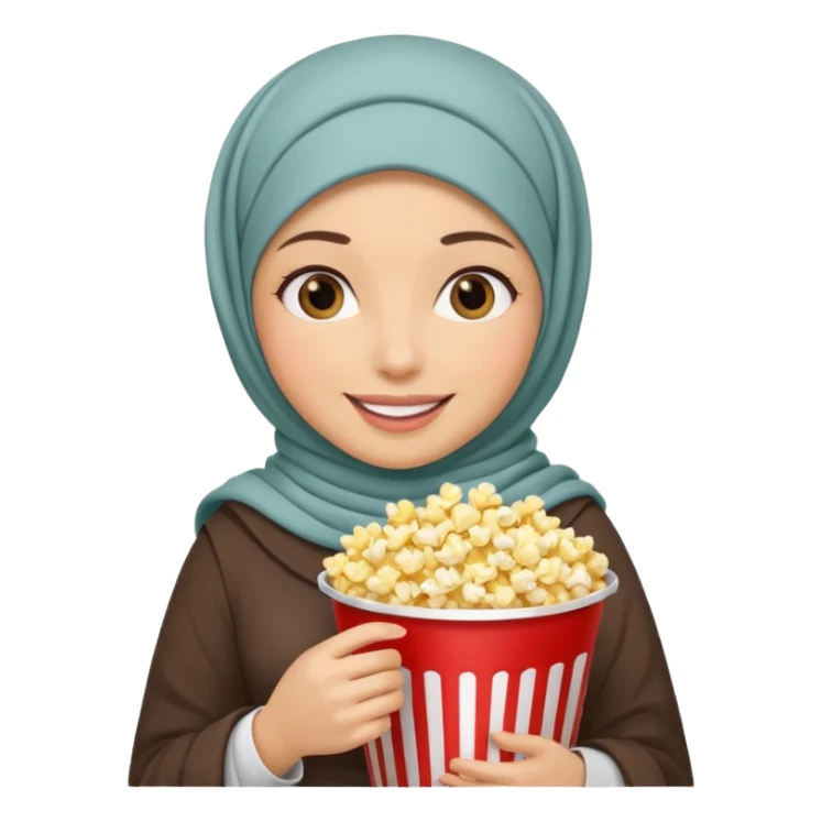 a hijab holding a bucket of popcorn sticker