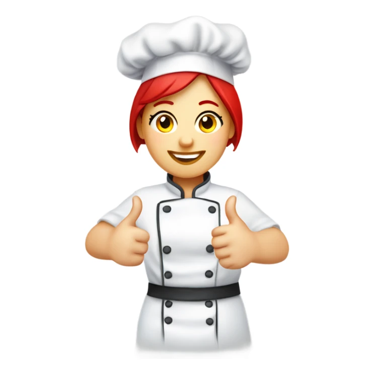 chef hat wearing  thumbs up chubby face red short haired female chef sticker