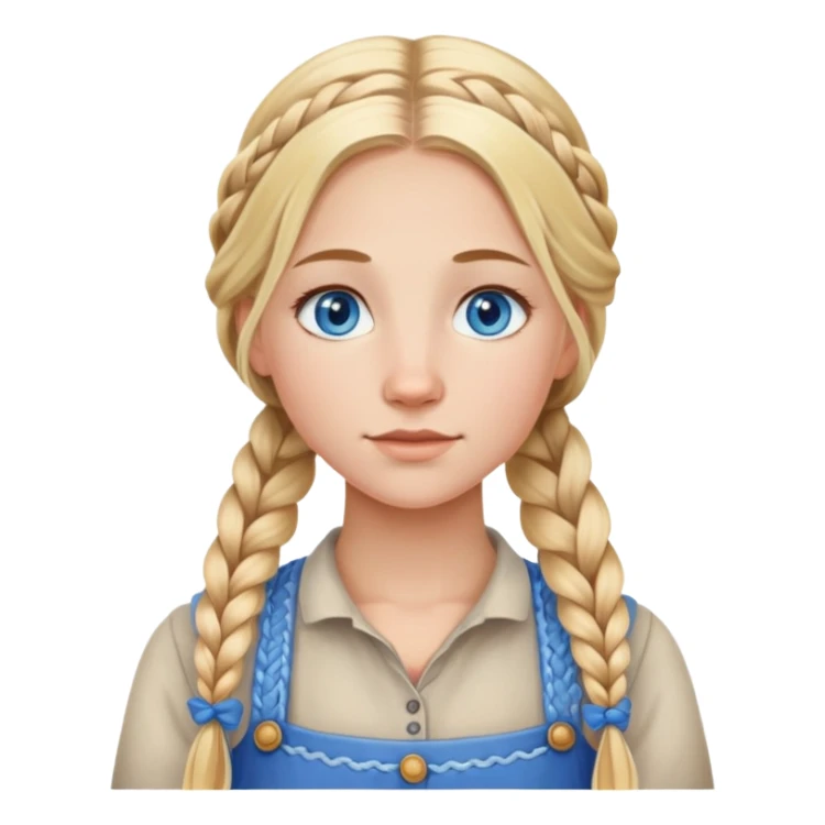 Homesteader girl long blonde braids and blue eyes  sticker