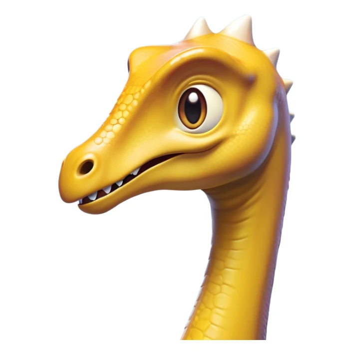 Cinematic Comical Brachiosaurus Portrait Emoji, Head tilted dramatically with an exaggeratedly surprised expression, featuring a tiny, animated head atop an impressively long neck, with wide, comically expressive eyes and a subtly quirky posture, Simplified yet humorously expressive features, highly detailed, glowing with a slightly sassy golden glow, high shine, dramatic yet playful, stylized with an air of cheeky prehistoric mischief, soft glowing outline, capturing the essence of a meme-worthy Brachiosaurus that looks ready to playfully leap its way into viral fame! sticker