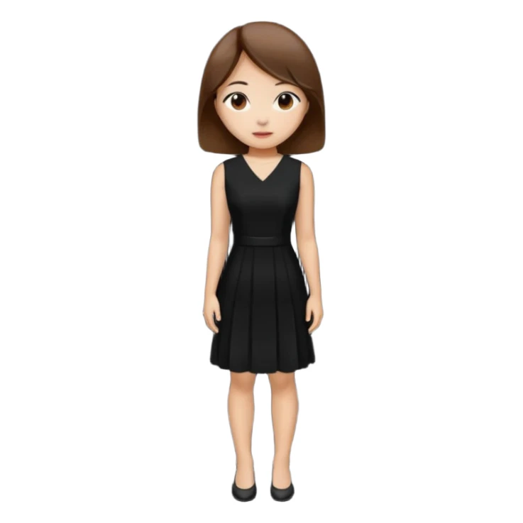 asian young woman brown-haired in black daily dress  sticker