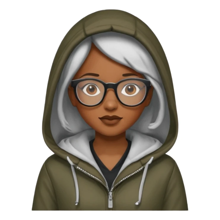 black woman in hooded jackets and glasses sticker