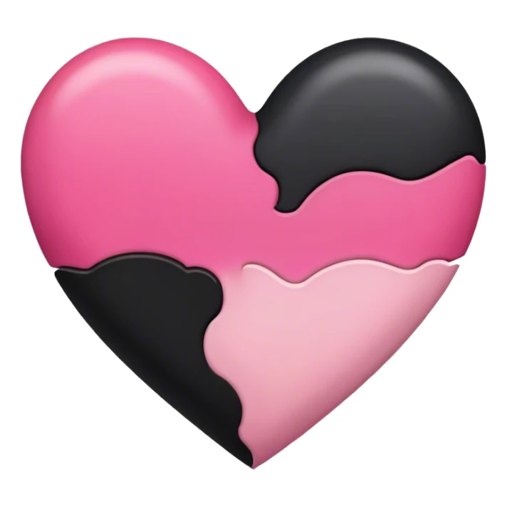 Yarısı siyah yarısı pembe kalp sticker