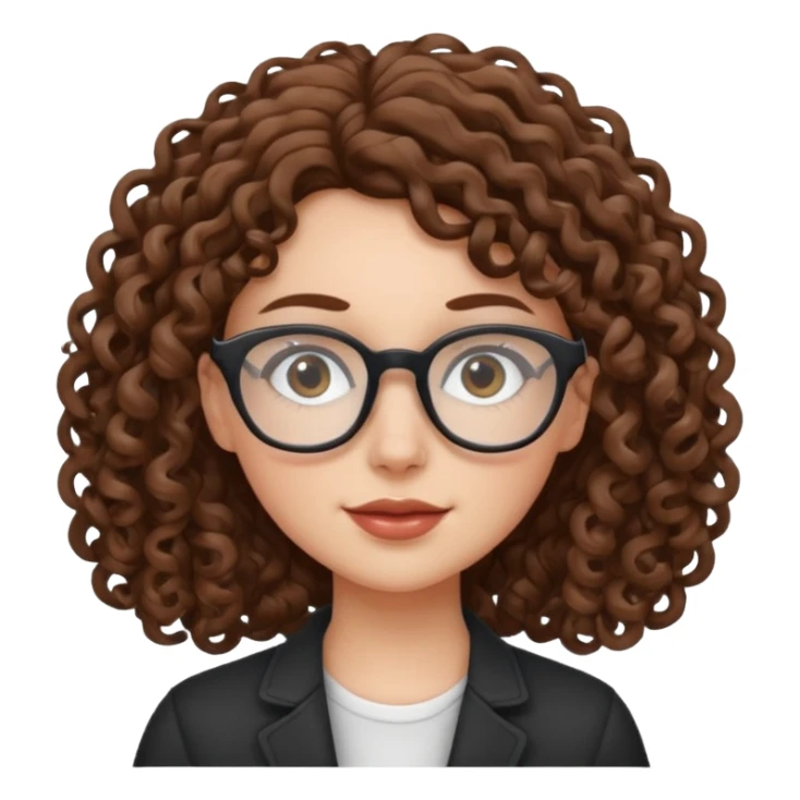 White girl with curly brown hair and glasses sticker