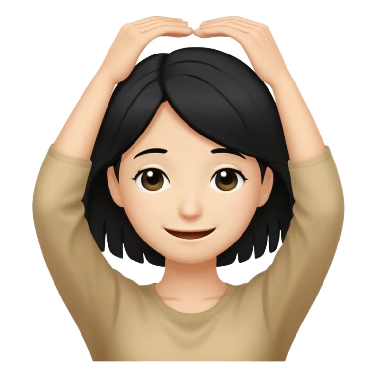 simple white smiley with black hair and one hand behind head, embarrassed expression sticker