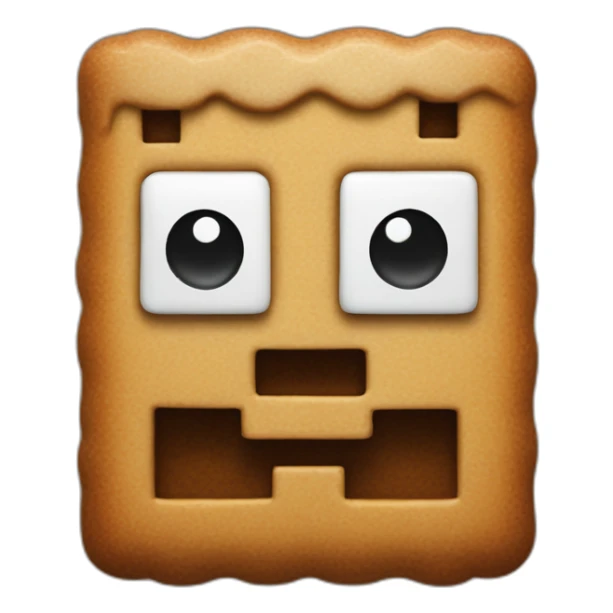 a minecraft gingerbread man head with white small eyes sticker